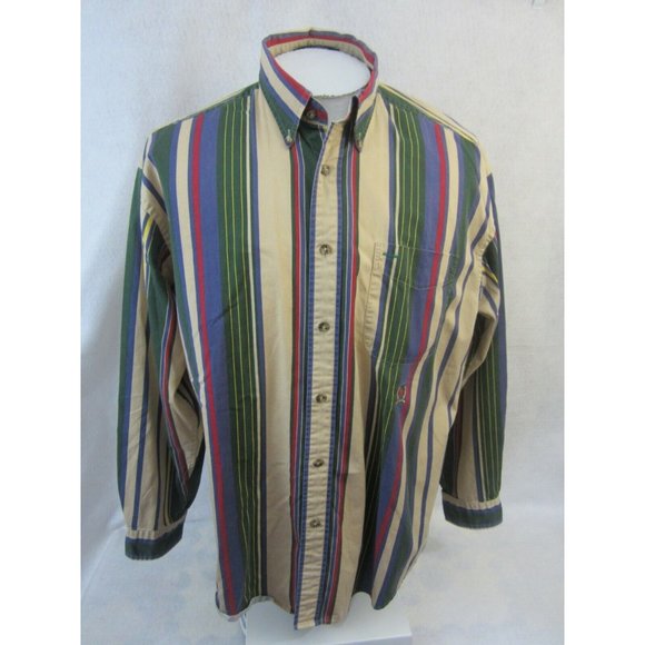 TOMMY HILFIGER Men shirt long sleeve vintage 1990s pit to pit 26 L slim striped - Picture 4 of 12